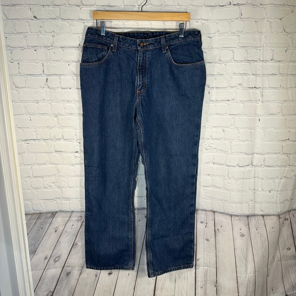 Carhartt Flannel Lined Jeans Womens 14x30 Dark Wash Denim WB172 VIO Straight Leg